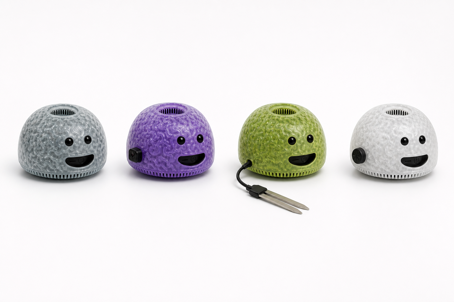 BRAIN through OMNI lineup β gray through white shells, half-size side camera and GPS docks, soil probe